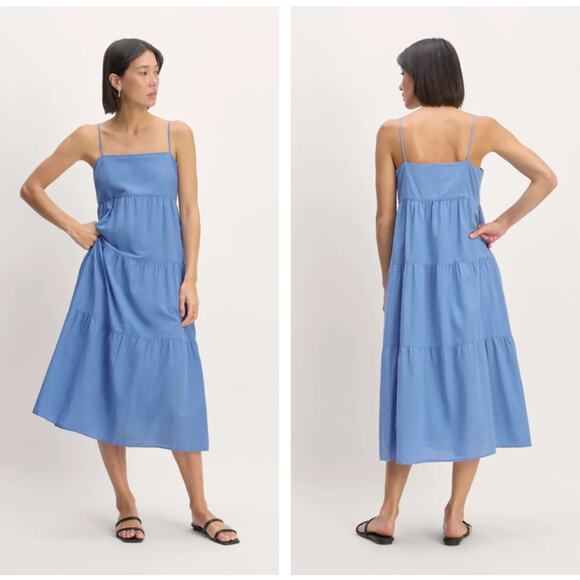 Everlane Dresses & Skirts - EVERLANE The Gauze Tiered Maxi Dress Blue Opal Sz XXL $148 {DD41}
